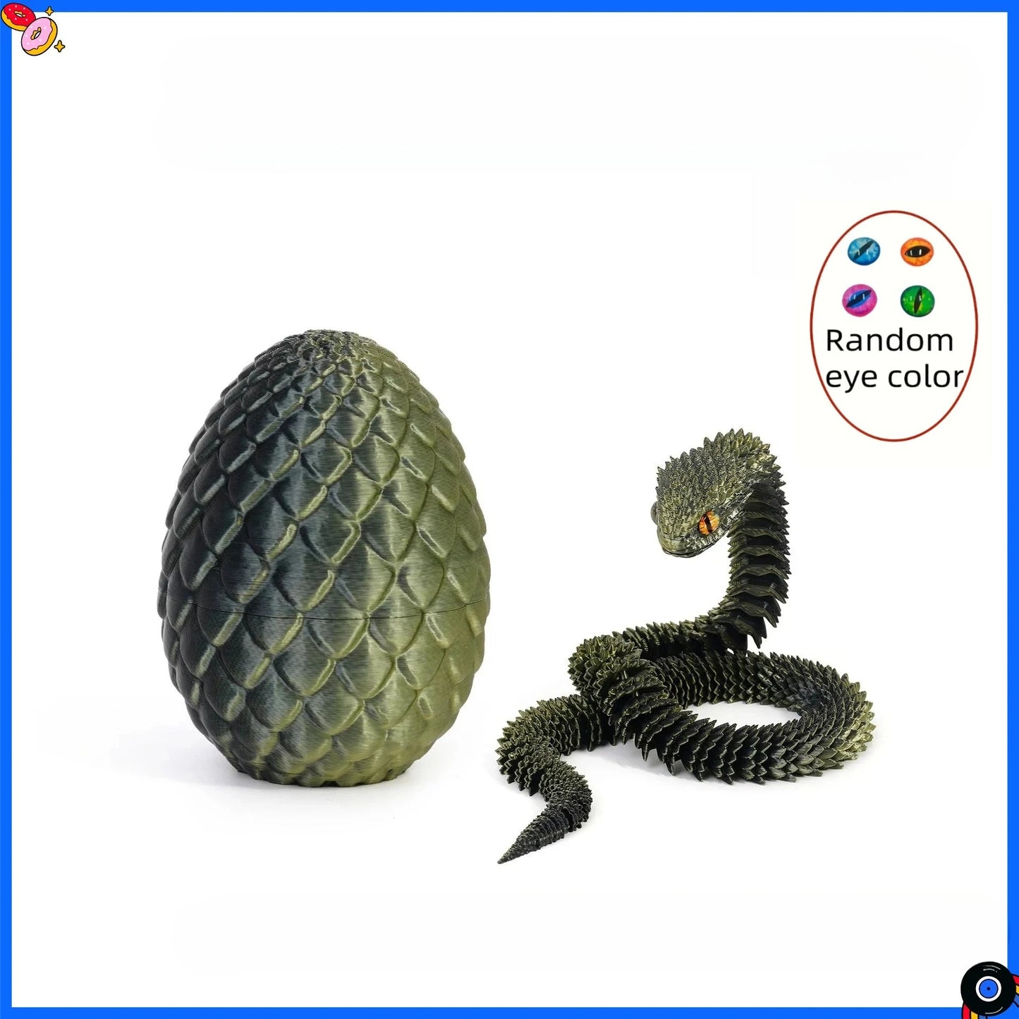 3D Printed Snake Egg with Flexible Inner Hinge Animal Toy, Movable Joint Surprise Egg Desktop Home Decoration