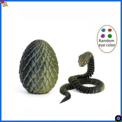 3D Printed Snake Egg with Flexible Inner Hinge Animal Toy, Movable Joint Surprise Egg Desktop Home Decoration