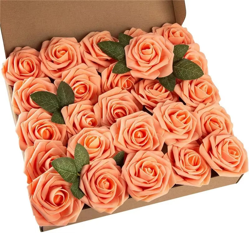 Rose Artificial Flowers 15/25/100Pcs Foam Fake Roses Wedding Bouquets Centerpieces Mothers Day Valentines Gifts Party Decoration
