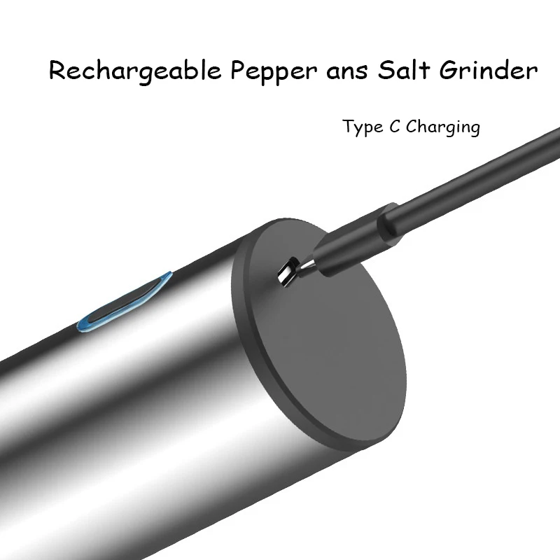 Electric Salt and Pepper Grinder Automatic Rechargeable Pepper Mill Shakers Adjustable Coarseness Kitchen Appliances