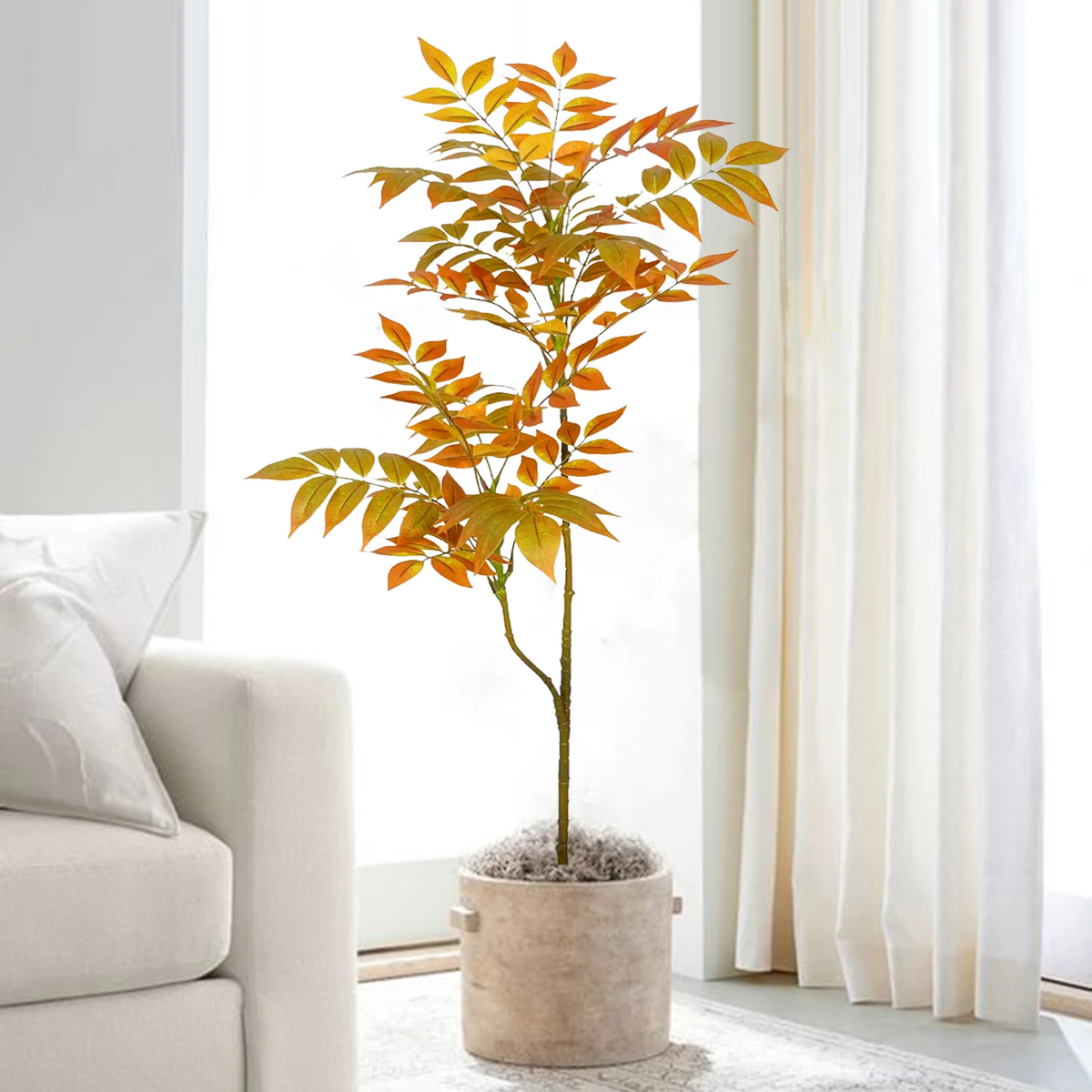 77-135Cm (53.1In) Artificial Fiddle Leaf Ficus Fig Plant for Outdoor Courtyard Garden Balcony Indoor Home and Office Decoration