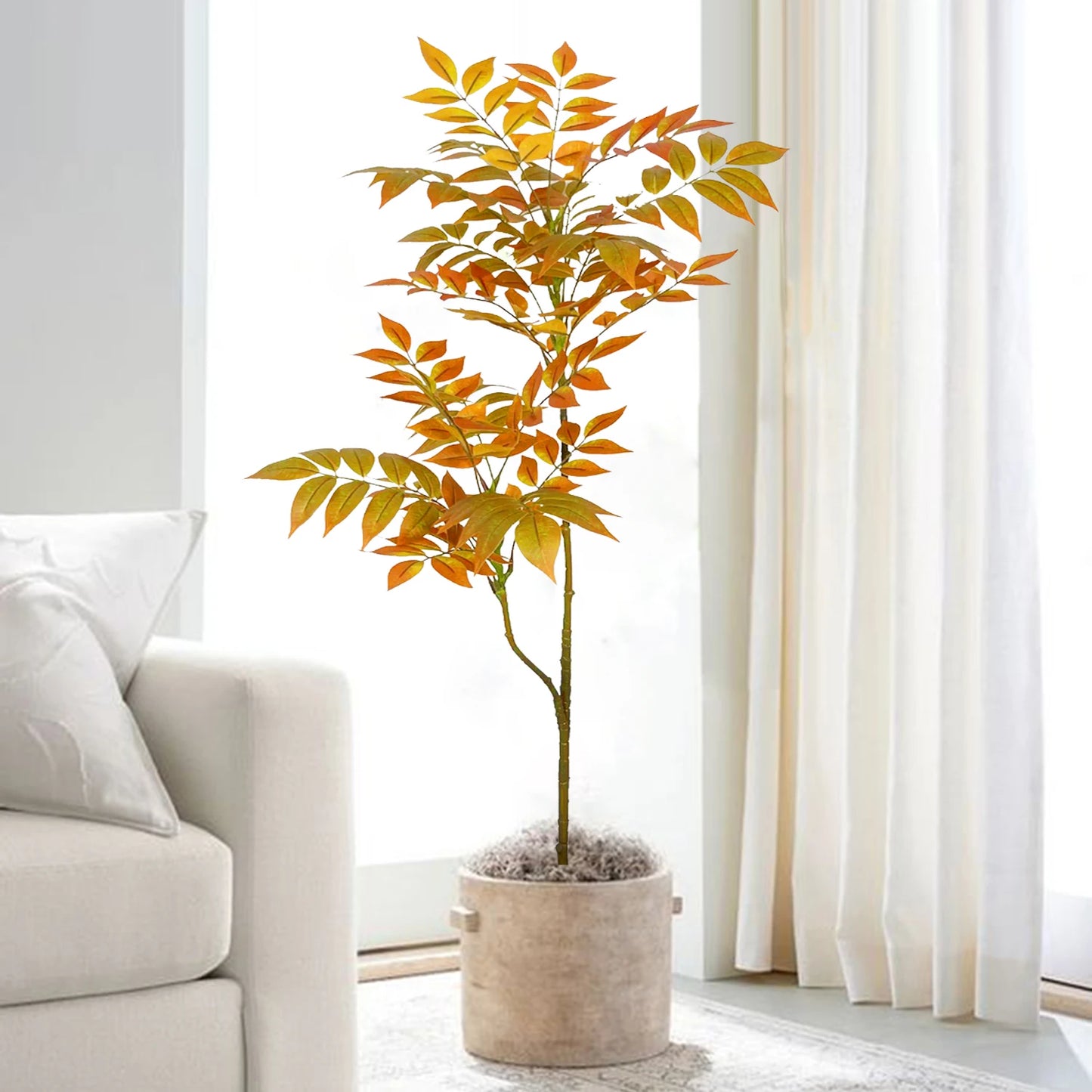 77-135Cm (53.1In) Artificial Fiddle Leaf Ficus Fig Plant for Outdoor Courtyard Garden Balcony Indoor Home and Office Decoration