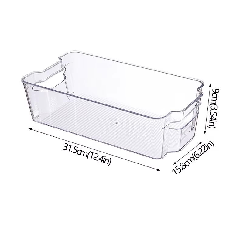Refrigerator Organizer Bins Stackable Fridge Food Storage Box with Handle Clear Plastic Pantry Freezer Organizer Tool