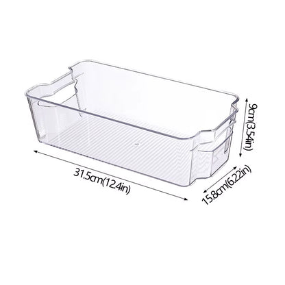 Refrigerator Organizer Bins Stackable Fridge Food Storage Box with Handle Clear Plastic Pantry Freezer Organizer Tool