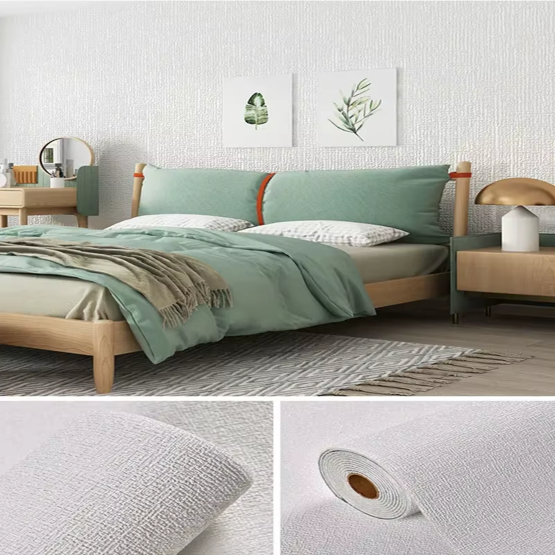 Linen 3D Foam Self-Adhesive PVC Solid Color Thickened Waterproof Background Wall Renovation Wallpaper Wall Stickers Home Decor
