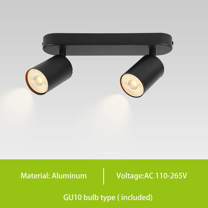 GU10 LED Track Light Spotlight 110-220V Suit Ceiling Lamp GU10 3 Color COB Spot Lights for Kitchen Commercial Living Room Home