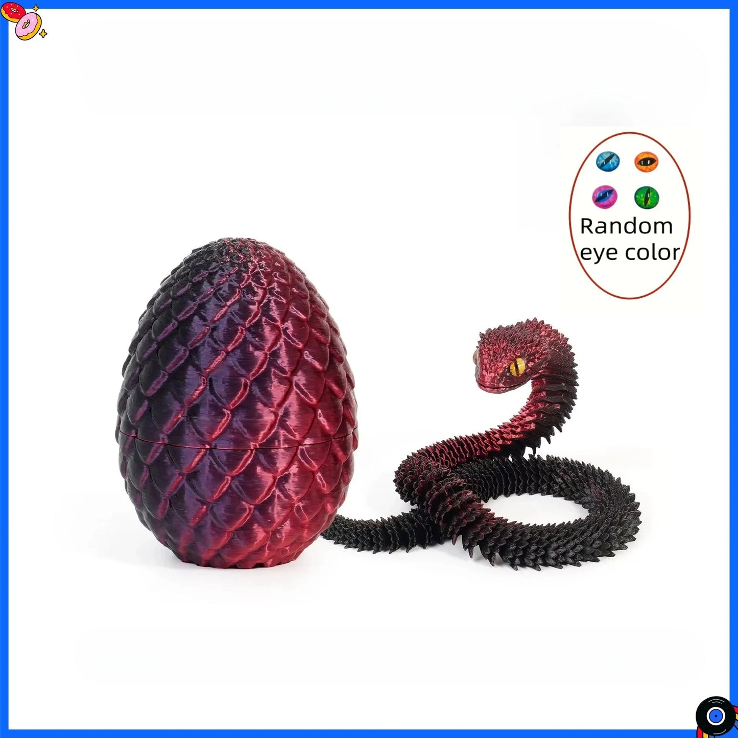 3D Printed Snake Egg with Flexible Inner Hinge Animal Toy, Movable Joint Surprise Egg Desktop Home Decoration