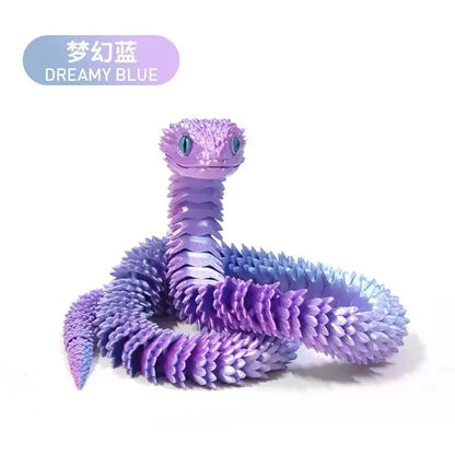 30/60/80Cm 3D Printed Luminous Snake Movable Joint Simulation Snake Action Figures Home Office Desktop Ornament Birthday Gifts