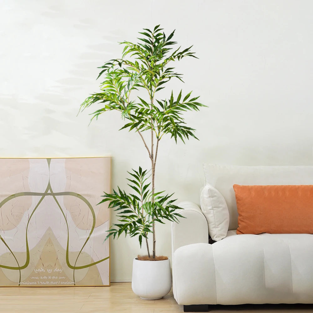 78-140Cm Large Artificial Tree Real Touch Palm Tree Plastic Nandina Leaves Faux Tall Bamboo Plants for Home Garden Office Decor