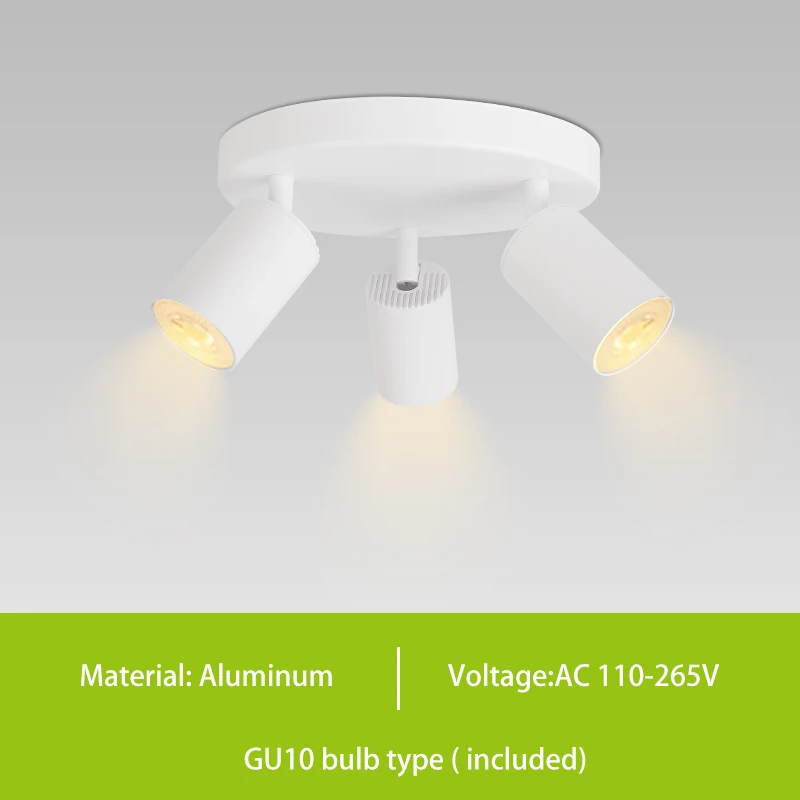 GU10 LED Track Light Spotlight 110-220V Suit Ceiling Lamp GU10 3 Color COB Spot Lights for Kitchen Commercial Living Room Home
