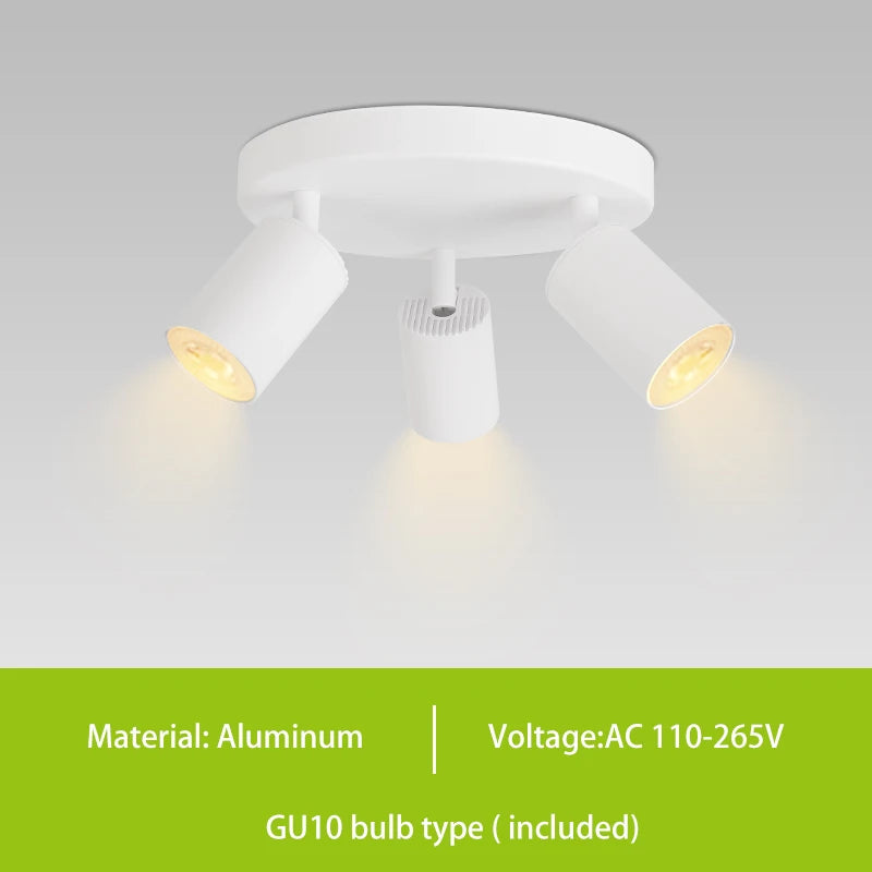 GU10 LED Track Light Spotlight 110-220V Suit Ceiling Lamp GU10 3 Color COB Spot Lights for Kitchen Commercial Living Room Home