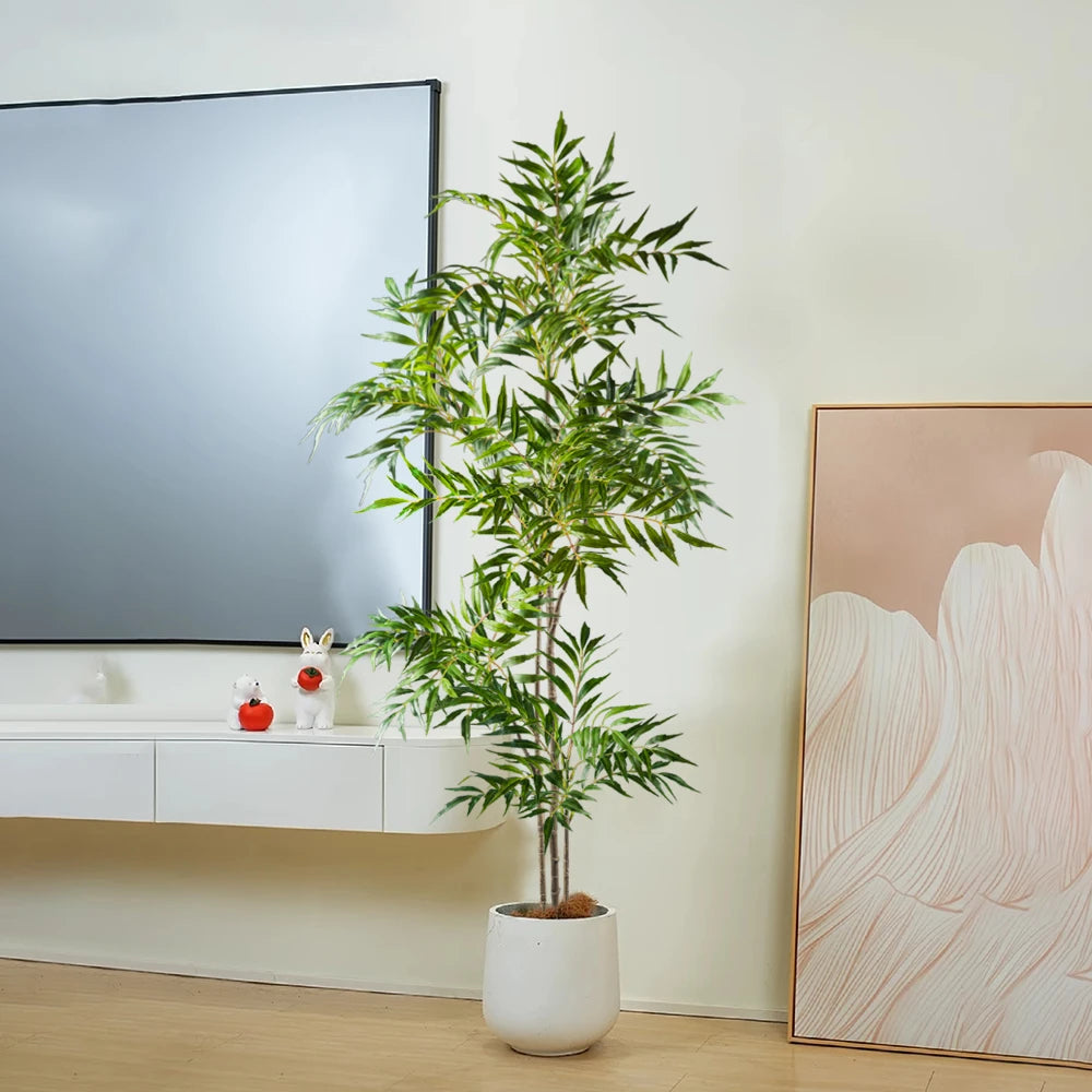 78-140Cm Large Artificial Tree Real Touch Palm Tree Plastic Nandina Leaves Faux Tall Bamboo Plants for Home Garden Office Decor