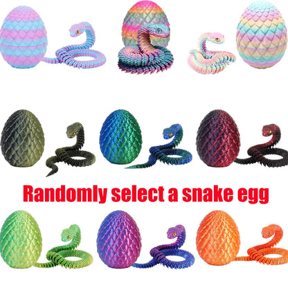 3D Printed Snake Egg with Flexible Inner Hinge Animal Toy, Movable Joint Surprise Egg Desktop Home Decoration