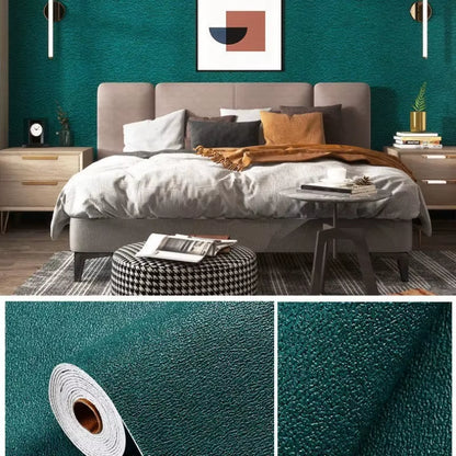 Linen 3D Foam Self-Adhesive PVC Solid Color Thickened Waterproof Background Wall Renovation Wallpaper Wall Stickers Home Decor