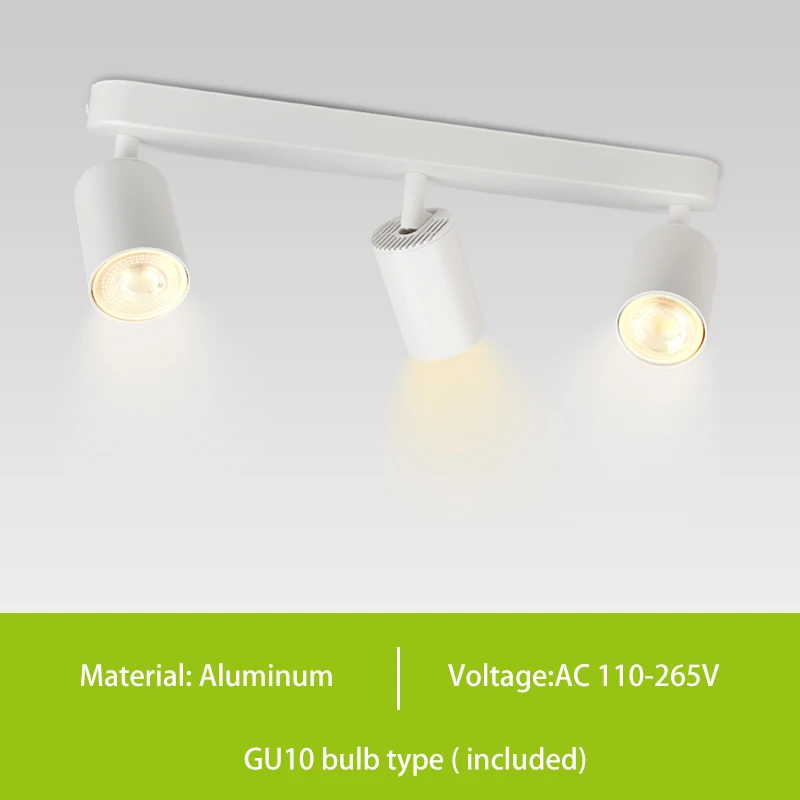 GU10 LED Track Light Spotlight 110-220V Suit Ceiling Lamp GU10 3 Color COB Spot Lights for Kitchen Commercial Living Room Home