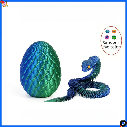 3D Printed Snake Egg with Flexible Inner Hinge Animal Toy, Movable Joint Surprise Egg Desktop Home Decoration