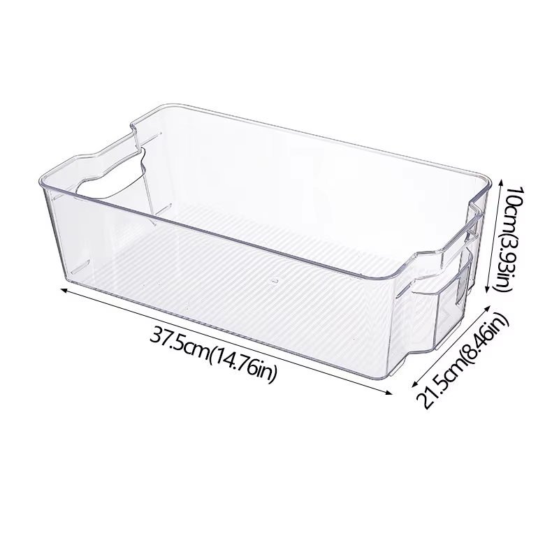 Refrigerator Organizer Bins Stackable Fridge Food Storage Box with Handle Clear Plastic Pantry Freezer Organizer Tool