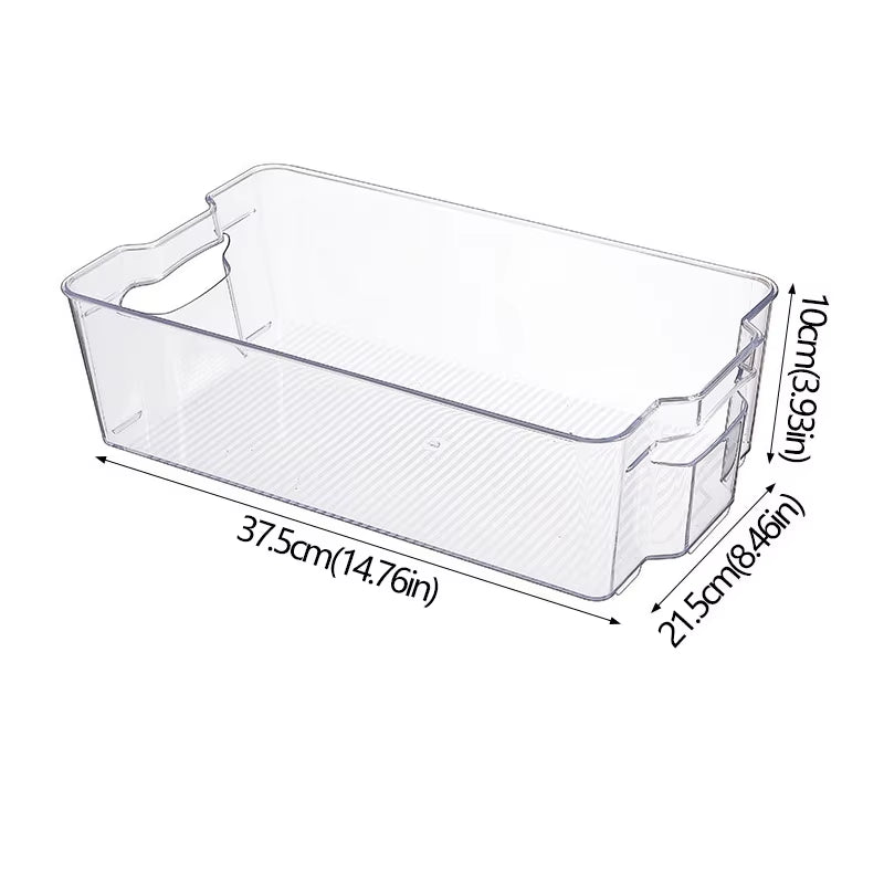 Refrigerator Organizer Bins Stackable Fridge Food Storage Box with Handle Clear Plastic Pantry Freezer Organizer Tool