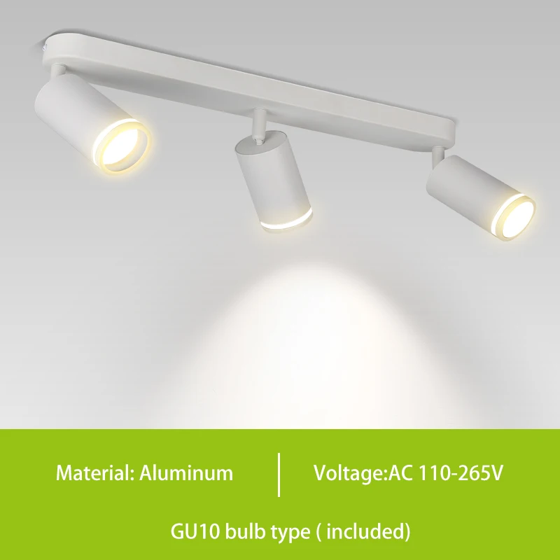 GU10 LED Track Light Spotlight 110-220V Suit Ceiling Lamp GU10 3 Color COB Spot Lights for Kitchen Commercial Living Room Home