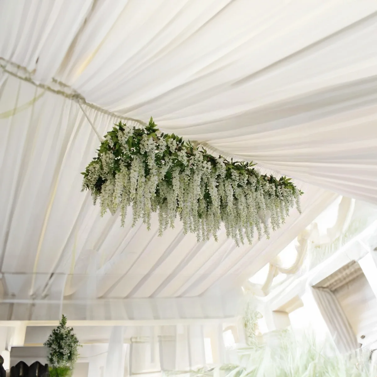 12Pcs Artificial Flowers Silk Wisteria Vine Fake Silk Hanging Flower for Wedding Party Garden Outdoor Greenery Home Wall Decor