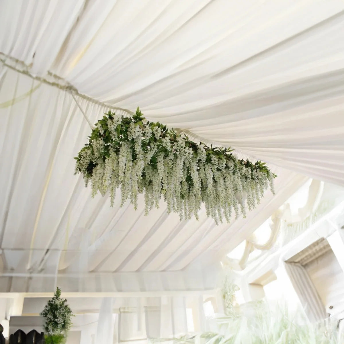 12Pcs Artificial Flowers Silk Wisteria Vine Fake Silk Hanging Flower for Wedding Party Garden Outdoor Greenery Home Wall Decor