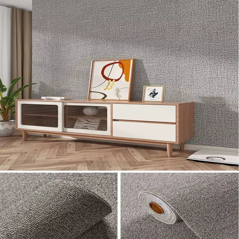 Linen 3D Foam Self-Adhesive PVC Solid Color Thickened Waterproof Background Wall Renovation Wallpaper Wall Stickers Home Decor