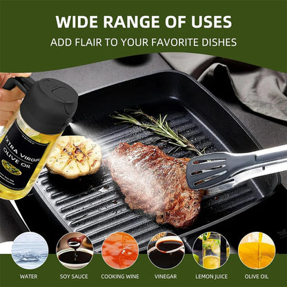Oil Sprayer for Cooking,2In1 Olive Oil Dispenser Bottle for Kitchen with Stickers,16Oz/470Ml Premium Glass,Food-Grade Oil Mister