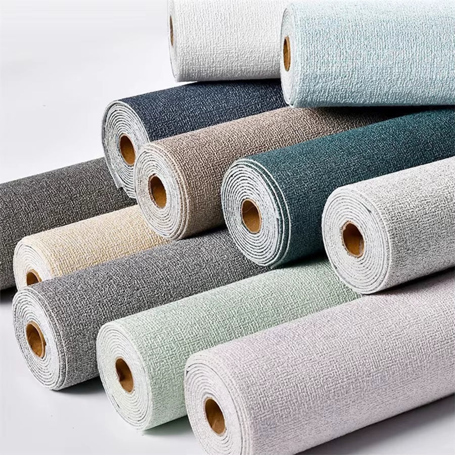 Linen 3D Foam Self-Adhesive PVC Solid Color Thickened Waterproof Background Wall Renovation Wallpaper Wall Stickers Home Decor