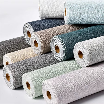 Linen 3D Foam Self-Adhesive PVC Solid Color Thickened Waterproof Background Wall Renovation Wallpaper Wall Stickers Home Decor